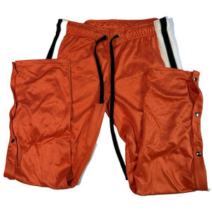 VTG Style Tearaway Full Side Snap Basketball Track Pants Men Large Orange White
